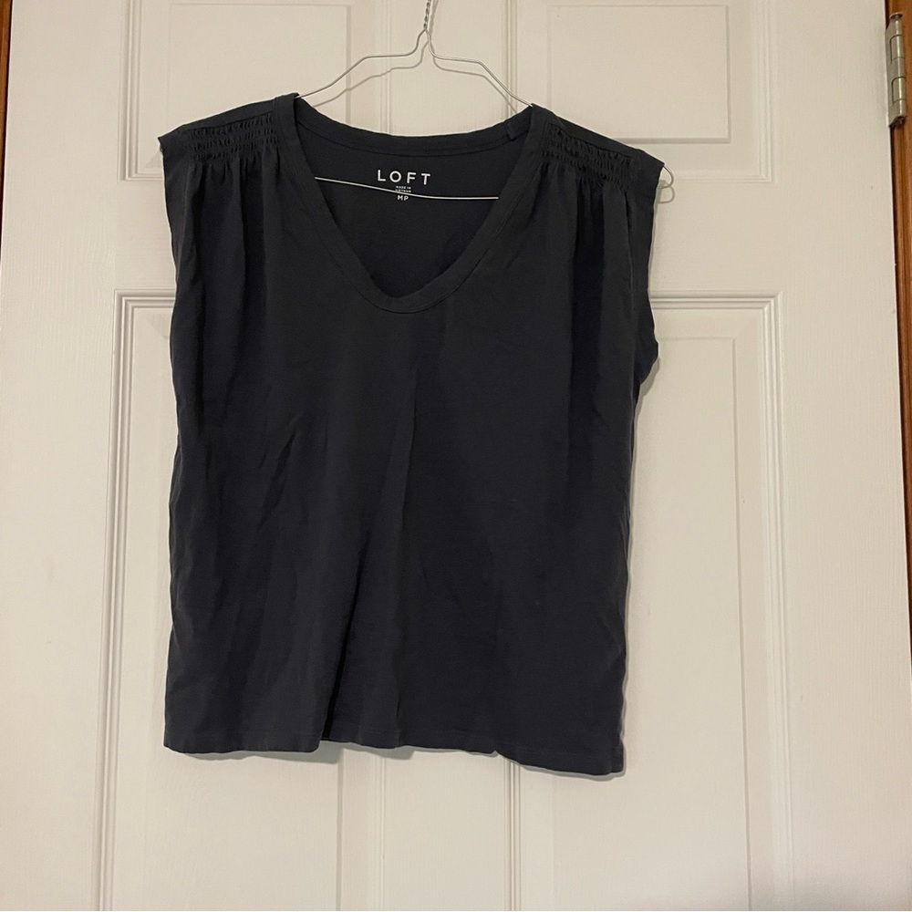 LOFT Charcoal Sleeveless Muscle Tee